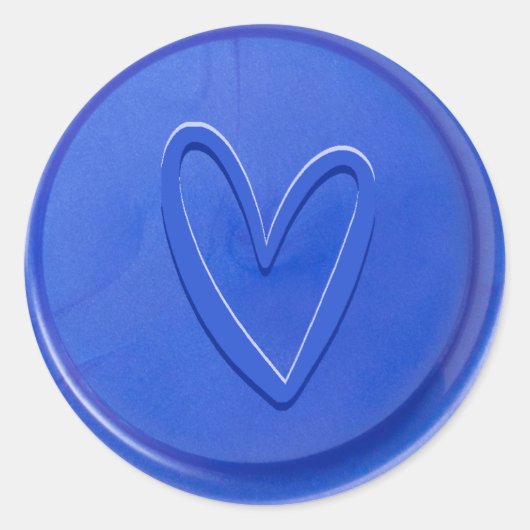 Love Heart Electric Blue Wax Seal Sticker (Voorkant)