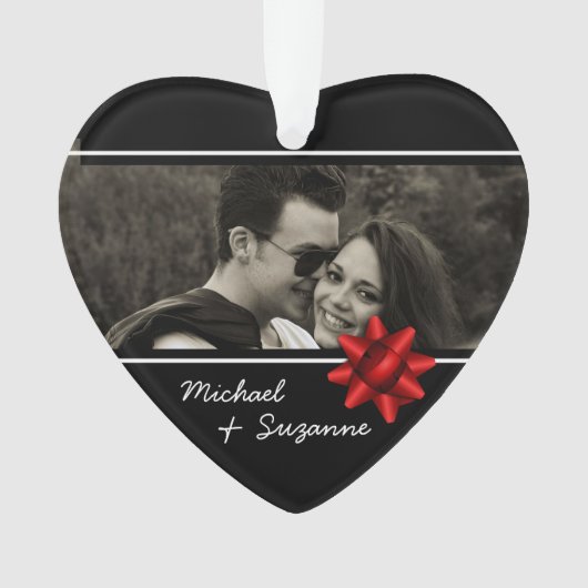Love Heart Elegant Custom Photo Ornament (voorkant)