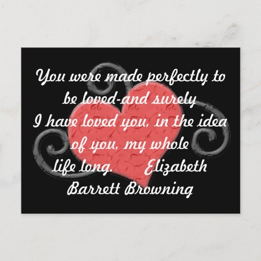 Love Heart Elizabeth Browning Citation Carte posta (Devant)