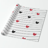 Love Heart en Stripes Pattern Cadeaupapier (Uitgerold)