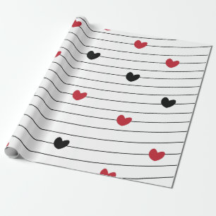Love Heart en Stripes Pattern Cadeaupapier