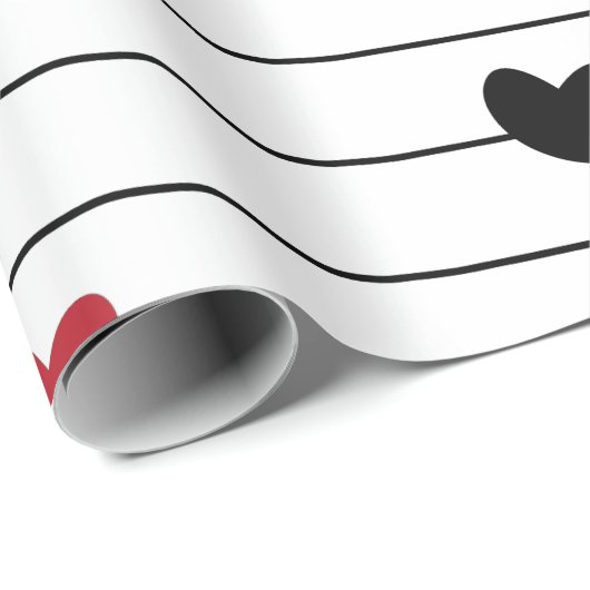 Love Heart en Stripes Pattern Cadeaupapier (Rol Hoek)