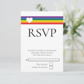 Love Heart et Rainbow Gay Wedding Carte RSVP (Debout devant)