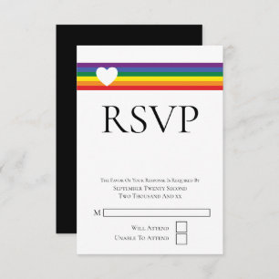 Love Heart et Rainbow Gay Wedding Carte RSVP