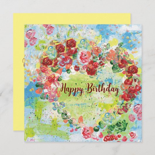 Love Heart Flat Greetings Kaart (Voorkant / Achterkant)