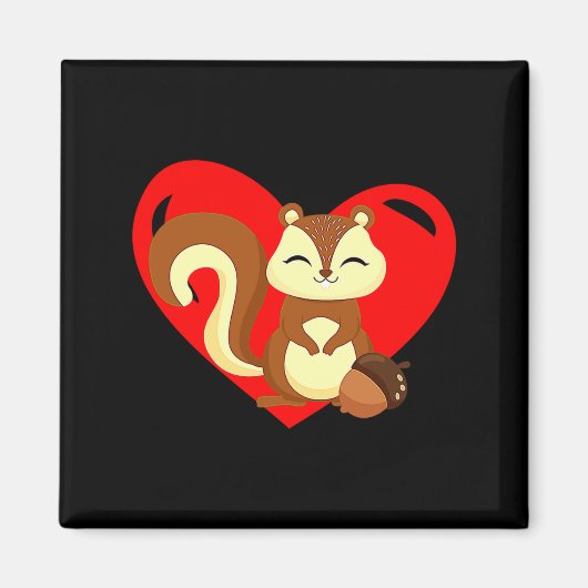 Love Heart Graphic Valentines Day Squirrel Boys K Magneet (Voorkant)