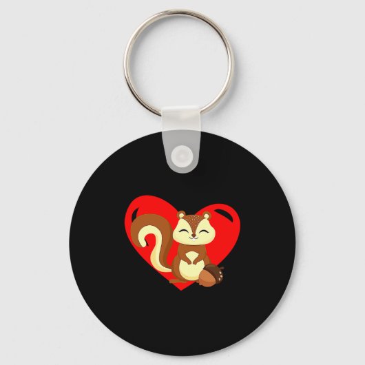 Love Heart Graphic Valentines Day Squirrel Boys K  Sleutelhanger (Voorkant)