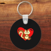 Love Heart Graphic Valentines Day Squirrel Boys K  Sleutelhanger (Voorkant)
