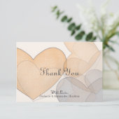Love Heart Ivory Script Wedding Bedankkaart (Staand voorkant)