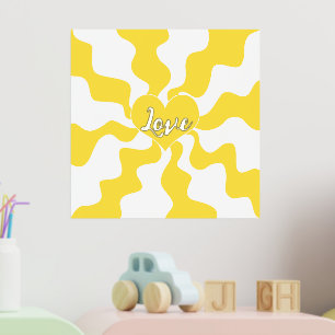 Love Heart - Lemon Yellow and White Folie Afdrukken