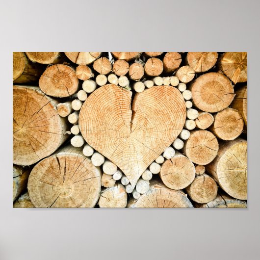 Love Heart Log Firewood Poster (Voorkant)
