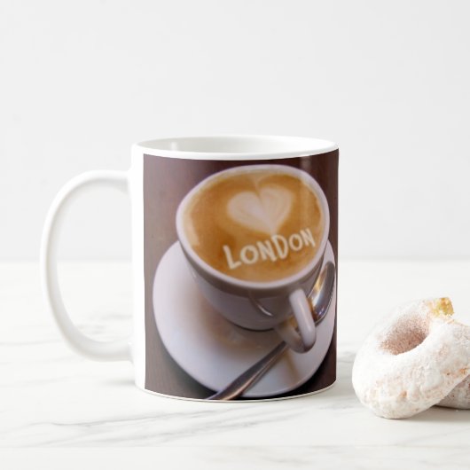 Love Heart London Cappuccino Coffee Mug (Avec donut)