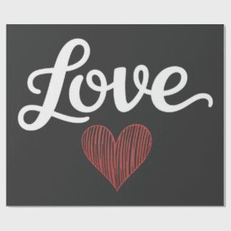Love Heart Minimal Typography Romantic Design Cadeaupapier