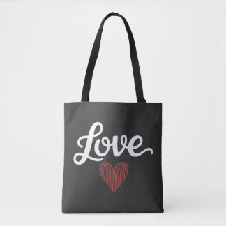Love Heart Minimal Typography Romantic Design Draagtas
