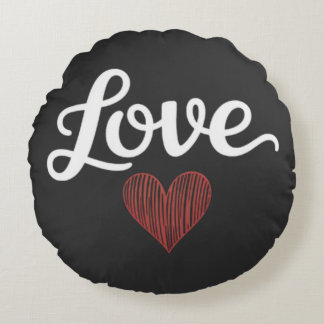 Love Heart Minimal Typography Romantic Design Rond Kussen