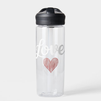 Love Heart Minimal Typography Romantic Design Waterfles