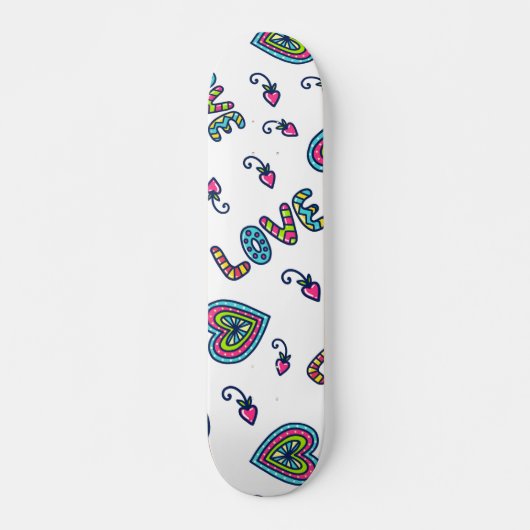 Love Heart Modern Pattern Skateboard (Voorkant)