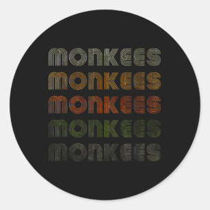 Love Heart Monkees T-shirt Grunge Style Zwart Ronde Sticker