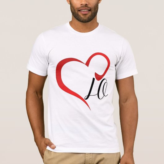 Love Heart Monogram Custom Initials T-shirt (Voorkant)
