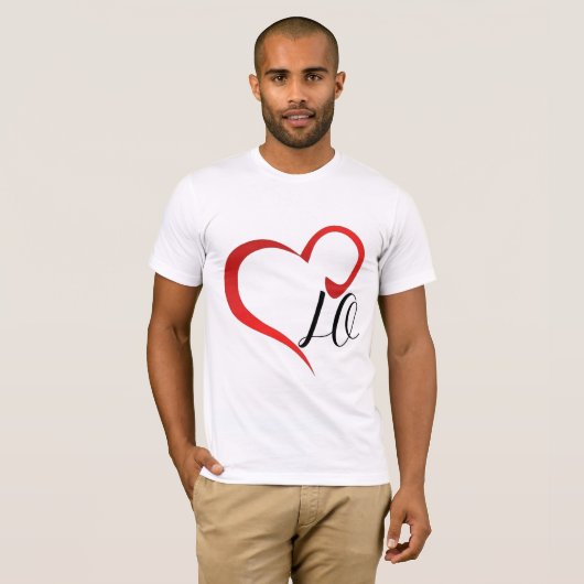 Love Heart Monogram Custom Initials T-shirt (Voorkant volledig)
