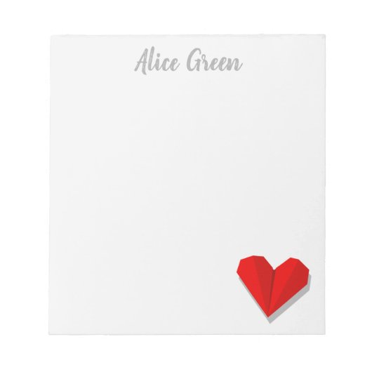 Love Heart Origami Vector Illustratie Notitieblok (Voorkant)