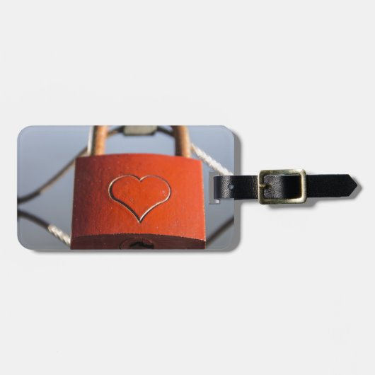 Love Heart Padlock Bagagelabel (Voorkant horizontaal)
