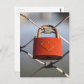 Love Heart Padlock Briefkaart (Voorkant / Achterkant)