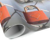 Love Heart Padlock Cadeaupapier (Rol Hoek)