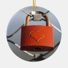 Love Heart Padlock Keramisch Ornament