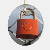 Love Heart Padlock Keramisch Ornament (Links)