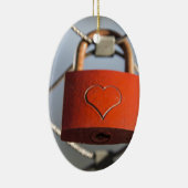 Love Heart Padlock Keramisch Ornament (Rechts)