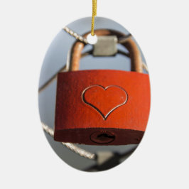 Love Heart Padlock Keramisch Ornament