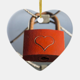 Love Heart Padlock Keramisch Ornament