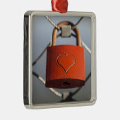 Love Heart Padlock Metalen Ornament (Rechts)