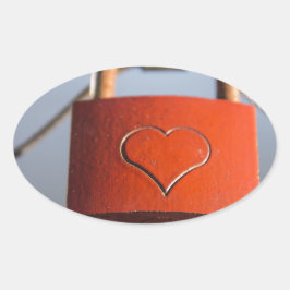 Love Heart Padlock Ovale Sticker