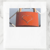Love Heart Padlock Rechthoekige Sticker (Tas)