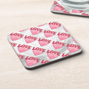 Love Heart Pattern Bier Onderzetter