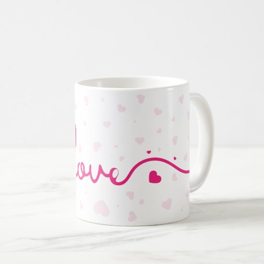 "Love" Heart Pattern Coffee Mug (Devant droit)
