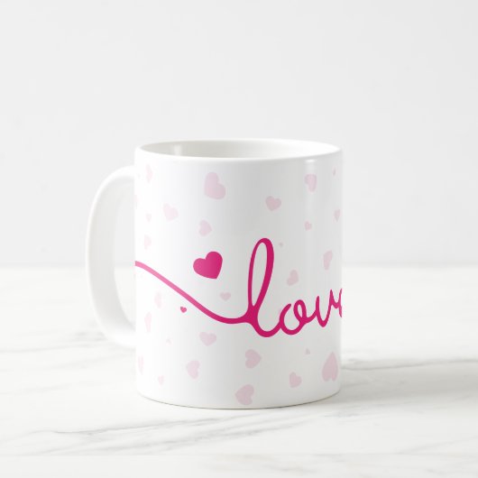 "Love" Heart Pattern Coffee Mug (Devant gauche)