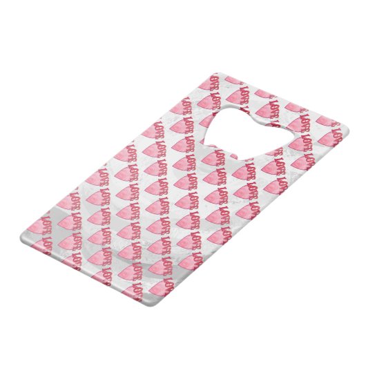 Love Heart Pattern Kredietkaart Flessenopener (Voorkant Gekanteld)