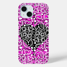 Love Heart Pattern Roze iPhone Case