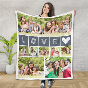 Love Heart Photo Collage Fleece Deken