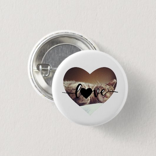Love Heart Photo Ronde Button 3,2 Cm (Voorkant /achterkant)