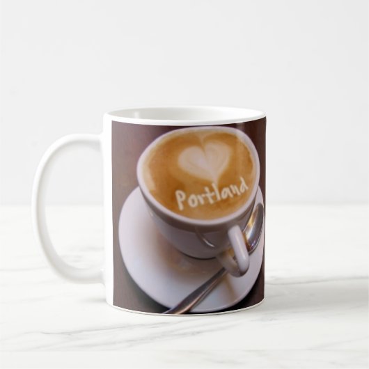 Love Heart Portland Cappuccino Coffee Cup Mug (Gauche)