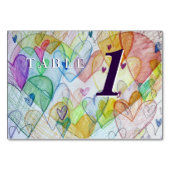Love Heart Rainbow Custom Table Number Cartes (Dos)