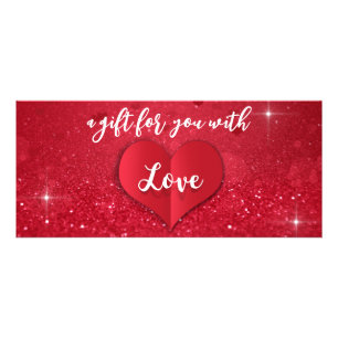 Love Heart Red Glitter Valentijnsdag Gift Kaart