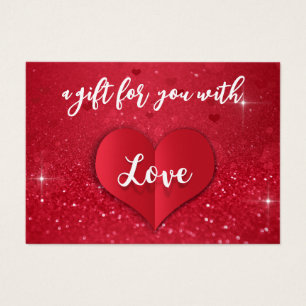 Love Heart Red Glitter Valentijnsdag Gift Kaart