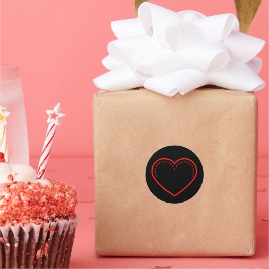 Love Heart Red Valentijnse Ronde Sticker (Feest)