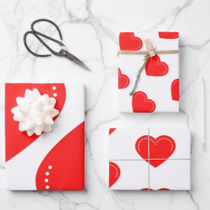 Love Heart Red Valentine's Wrapping Feuilles papie
