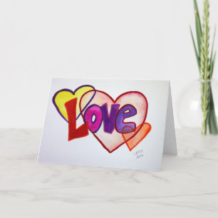 Love Heart Rings Wenskaart of Note Cards Kaart